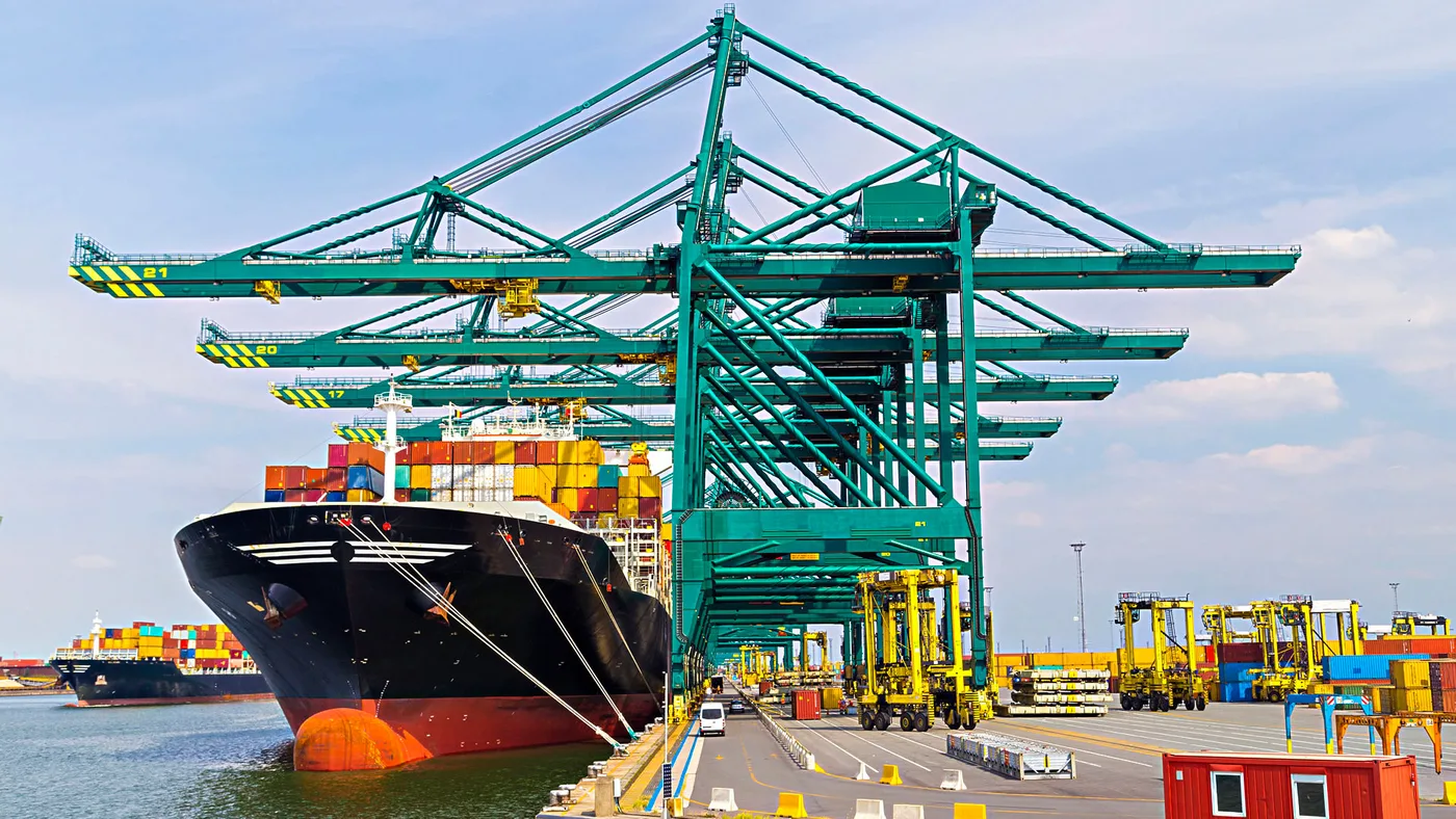 Container port with vessel - ocean freight