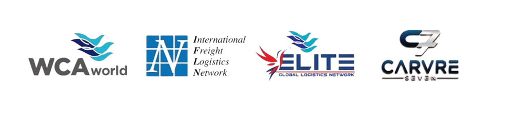 Logos of the global networks SIF Group belongs to: WCA World, IFLN, ELITE Global Logistics Network and Canvre 7